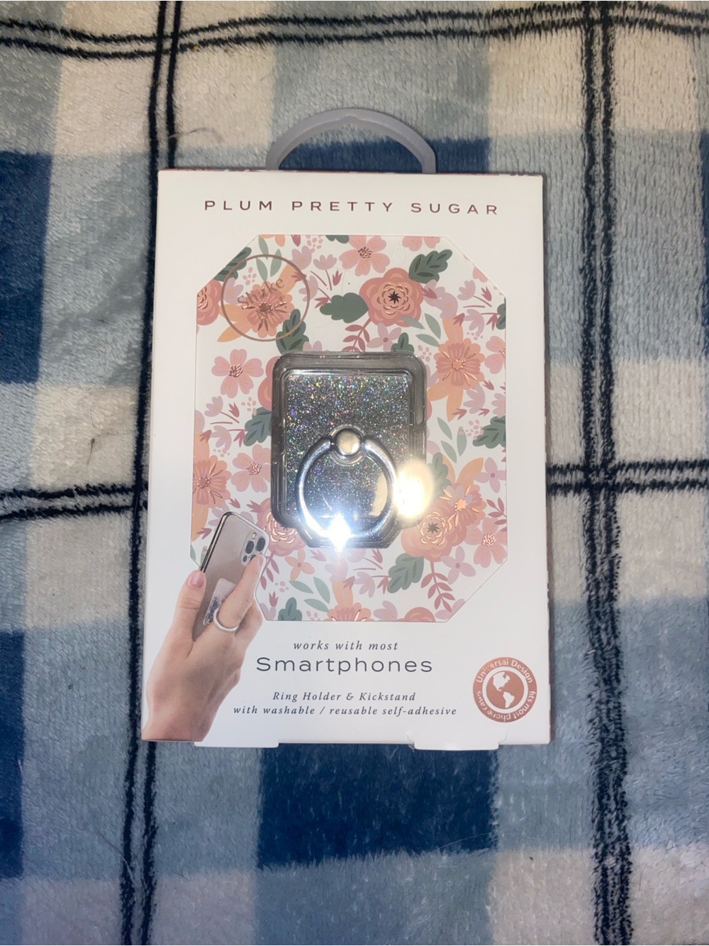 Plum Pretty Sugar Silver Glitter Ring Phone Holder